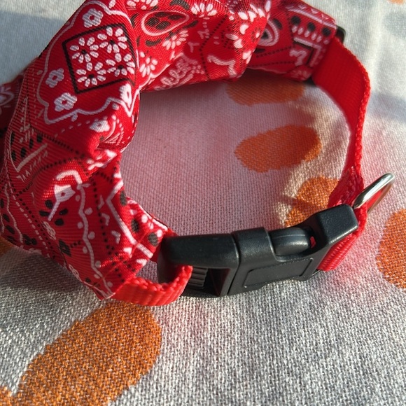 Red Bandana Red Dog Collar Adjustable Custom Made for Dog Leashes - Picture 6 of 12
